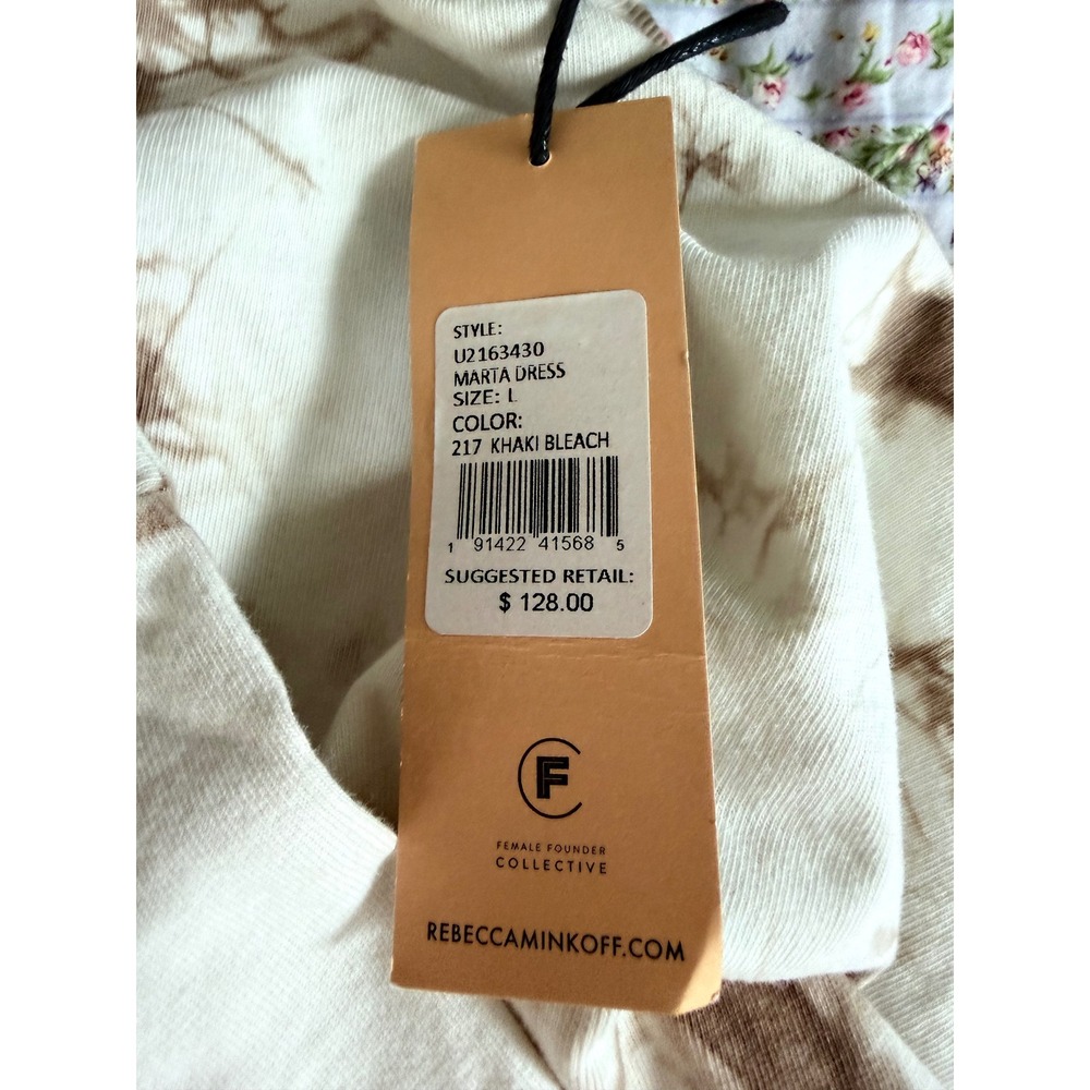Rebecca Minkoff Marta Dress Khaki Bleach Tie Dye Cotton Belted Mini Dress Large - Picture 7 of 11